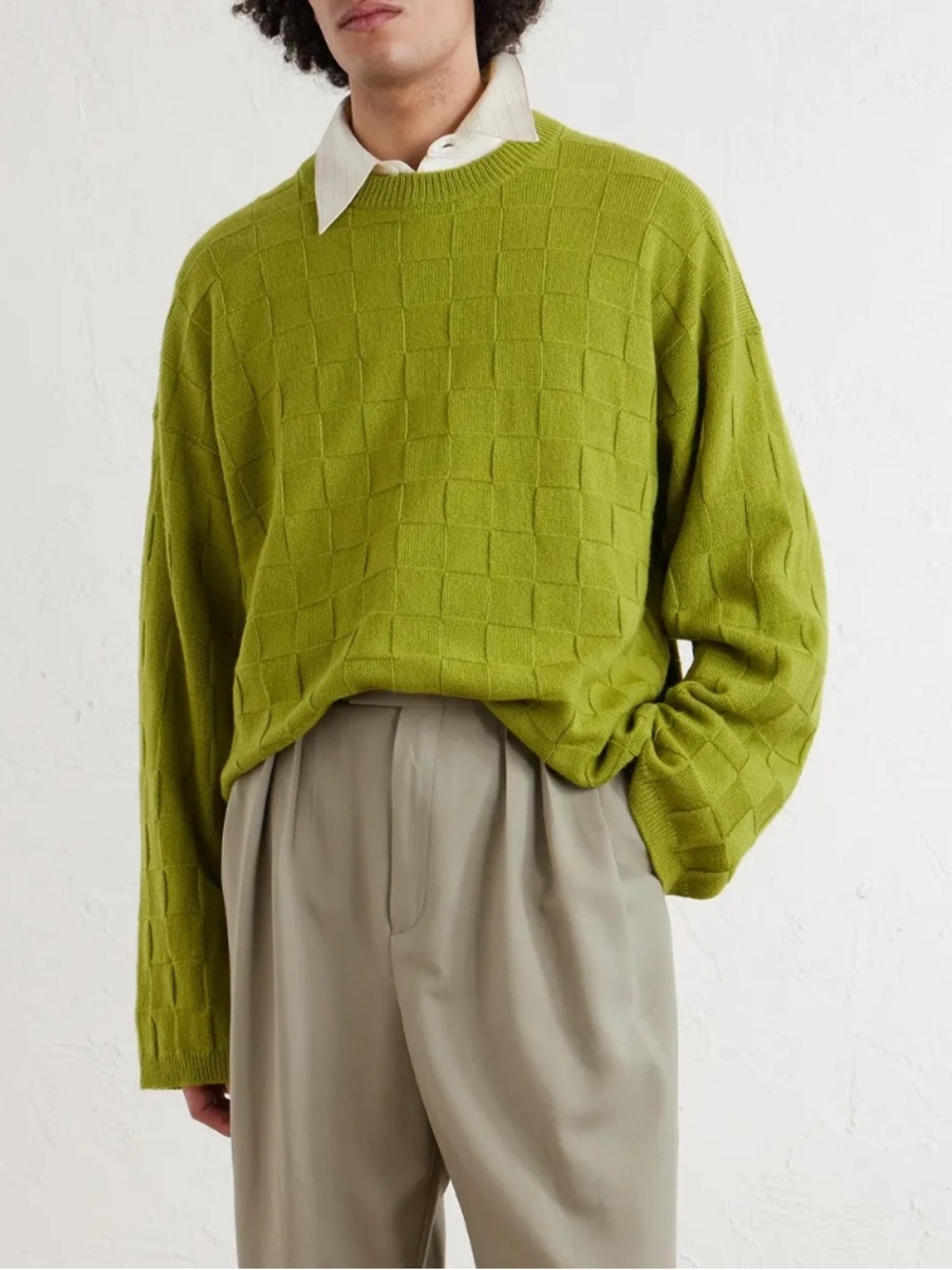 The Elder Statesman Culver Checked Cashmere Sweater NWT MEDIUM